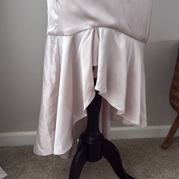 Chi Chi London Satin Evening Dress 'Varsha' in Pale Neutral Champagne - Picture 9 of 14